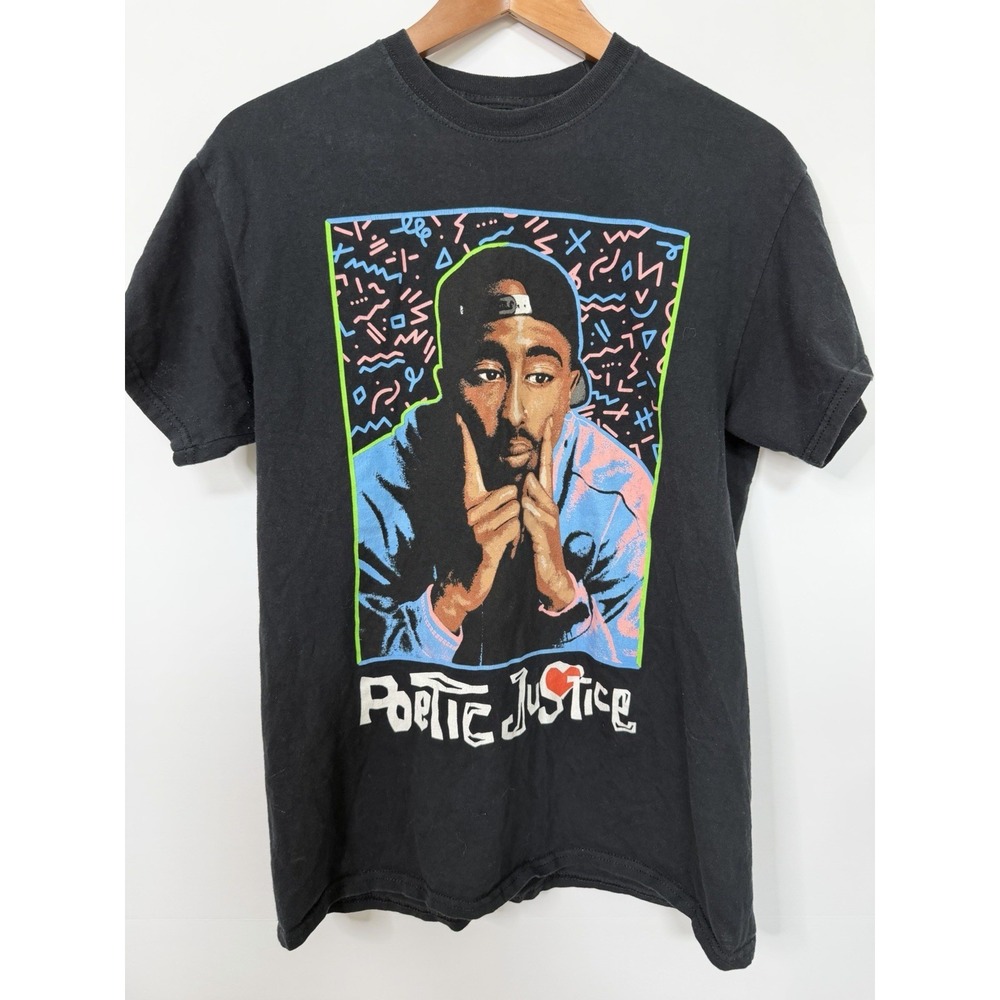 Tupac‎ Poetic Justice Graphic Tee Men's Medium Black 2Pac Rap Hip Hop Shirt